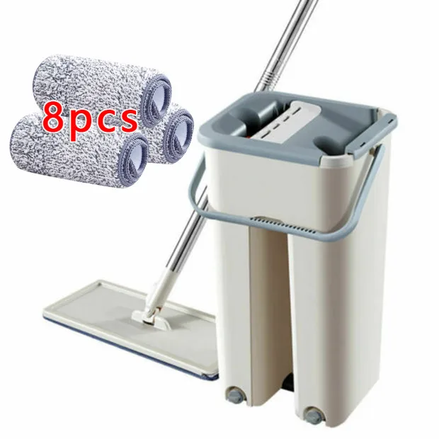 Плоская швабра и ведро ручной отжимания микрофибра для очистки пола швабры набор