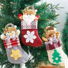 Новые маленькие рождественские чулки, рождественские маленькие носки, льняные Мультяшные носки, подвесные украшения, мешок для конфет, подарочный пакет, рождественский подарок