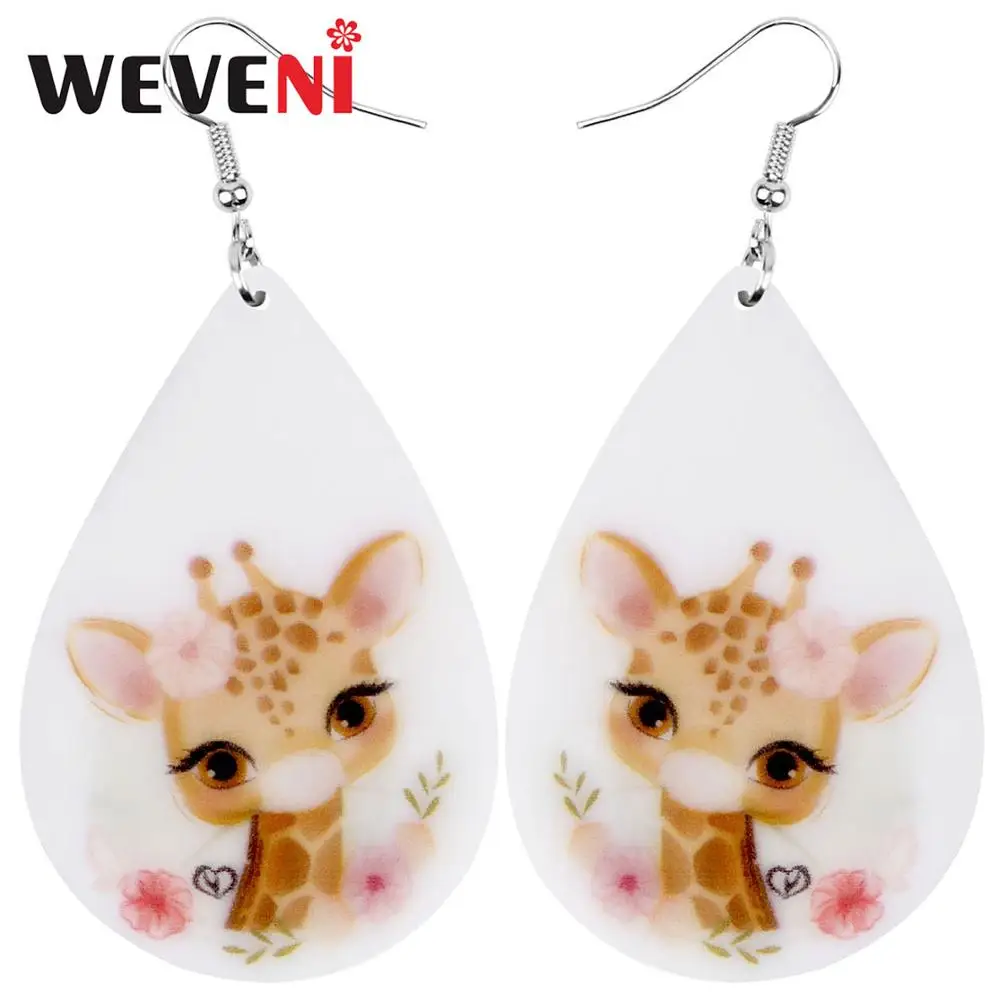 Weveni акриловые в стиле аниме серьги виде жирафа животных из фионита КАПЛЕВИДНАЯ