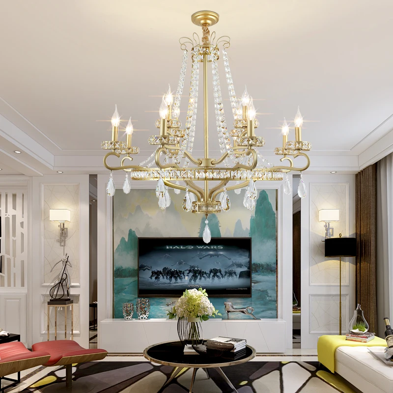 Современная светодиодная люстра с золотистой отделкой для гостиной спальни