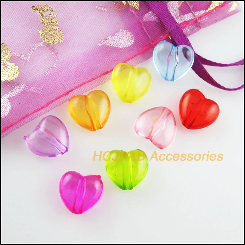 100 шт. прозрачные Смешанные акриловые бусины-разделители в форме сердца 10 х10 5 мм |