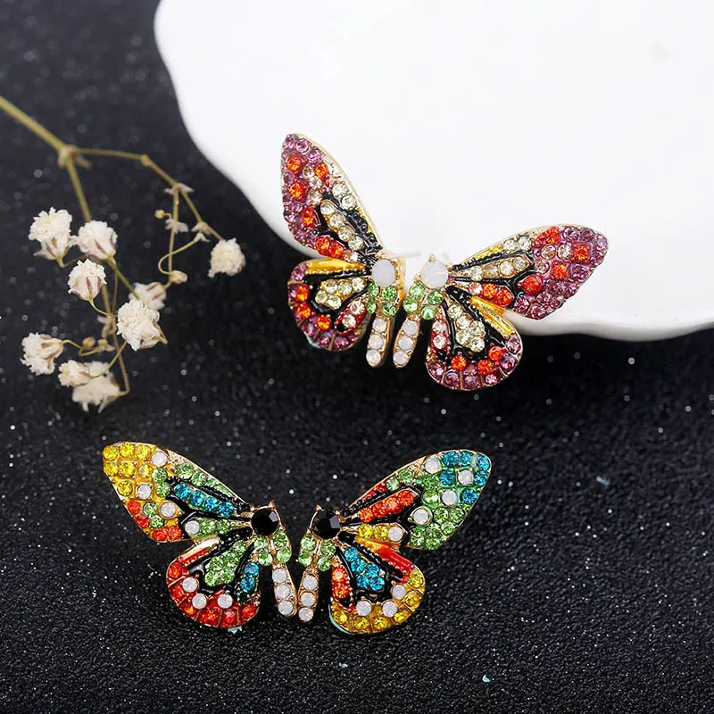 Новые роскошные стразы с кристаллами птицы рыба Бабочка серьги гвоздики и ушные