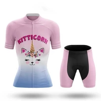 2022 new kitticorn women cycling jersey set summer cycling clothing road bike shirts suit bicycle bib shorts mtb wear maillot