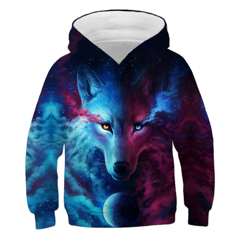 

Kids Hoodie Fashion Wolf Dinosaur Children Sweatshirt Hot Oversize Pullover Streetwear Clothes Boys Girls Harajuku 4-14 Years 4