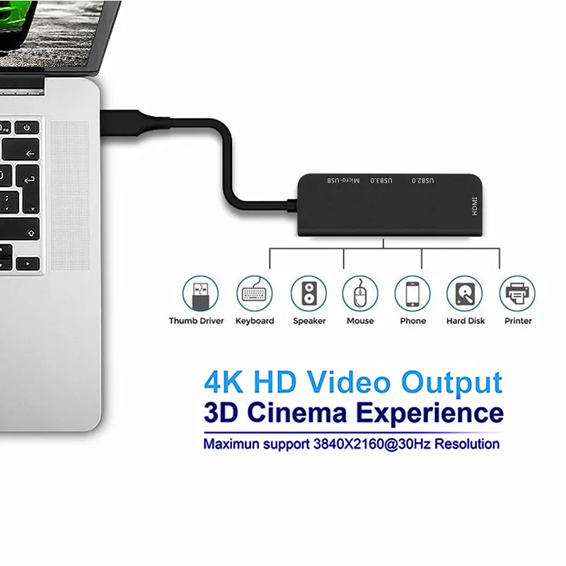 Переходник USB Type C на 3 0 2 концентратор HDMI Thunderbolt адаптер для MacBook Samsung Galaxy S9|Кабели