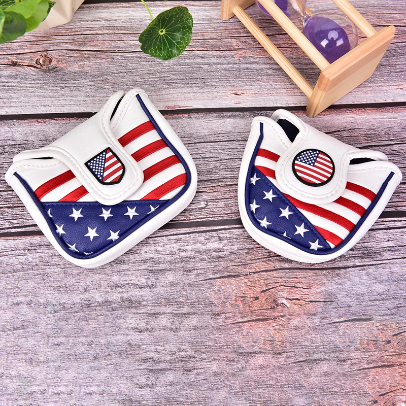 Mallet Putter Covers Headcover Pu Leather Usa Flag Style Squ