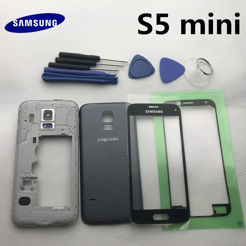 Чехол для samsung s5mini со средней рамкой для samsung Galaxy S5 mini G800F, чехол для задней панели, переднее стекло, клей и инструмент