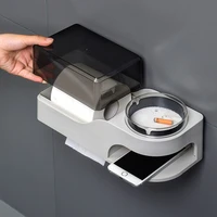 hanging cigarette storage rack bathroom wall stainless steel ashtray toilet storage cup cigarette tool box waterproof tissue box