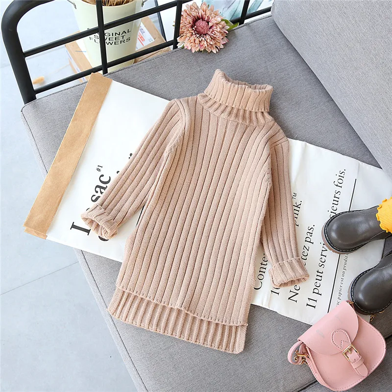 

Gooporson Autumn Kids Clothes High Collar Knit Sweater Little Girls Costume Winter Warm Children Outfits Girl Tops