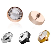 1pc titanium micro dermal anchor top surface piercing rose gold color clear skin diver microdermal implant body jewelry for tee