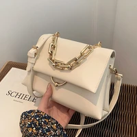 chic chain handbags luxury design womens shoulder bag small square bags casual pu leather solid female crossbody messenger bag