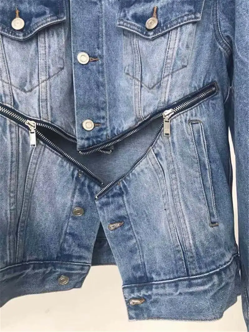 

Top Quality WE11DONE Skinny Slim Denim Jacket Men Women Damage Washed WEllDONE Cowboy Men's Jean