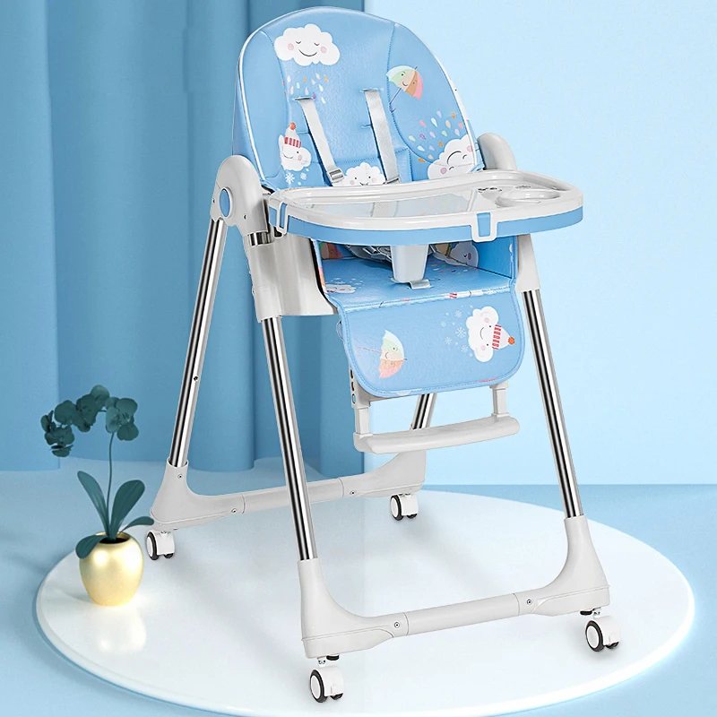 Multi-Function Reclining Baby High-foot Feeding Chair Children Dining Chair Foldable Household Baby Dining Table And Chair