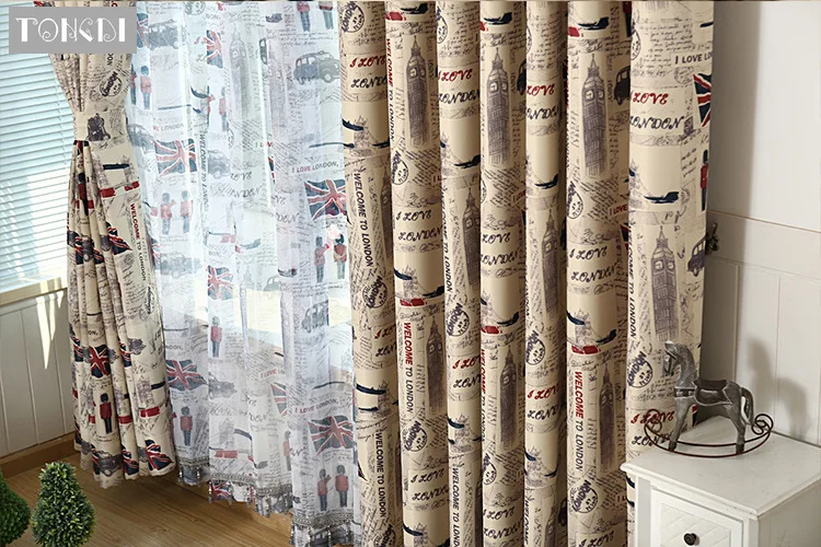 TONGDI Детские затемненные шторы мультяшный принт Юнион Джек для дома спальни