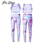 Спортивные костюмы для детей ясельного возраста, комплект одежды для йоги, для девочек, для бега, гимнастики, тренировок, майка, леггинсы