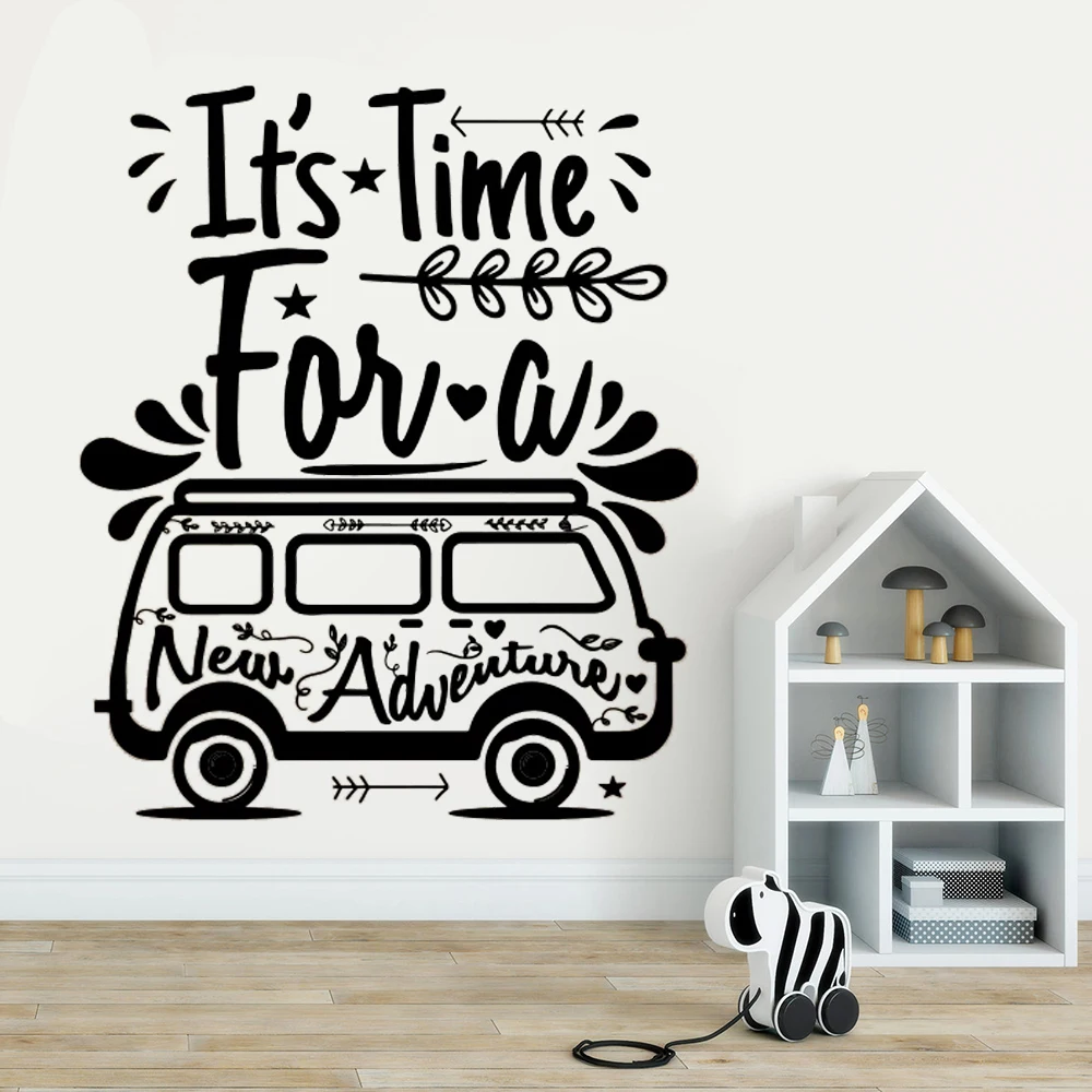 

Adventure Travel Bus Camper Wall Stickers Time For New Adventure Quotes Decals Mural Car Vinyl Home Vacation Decor Poster HJ0298
