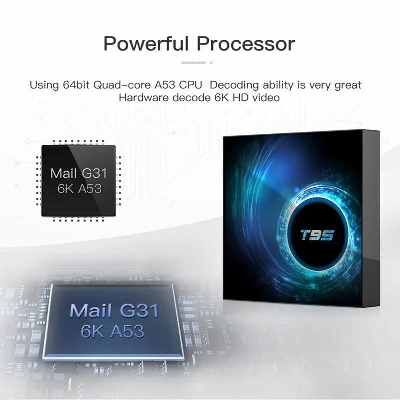 

2020 latest T95 smart tv box for android 10 4k 6k 4g 32gb 64gb 2.4g & 5g Wifi Bluetooth 5.0 Quad core set-top box media Player