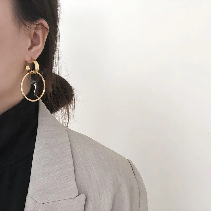 

Amaiyllis 18k Gold Fashionable Roman Circle Heavy earrings big hoop Earring Statement Female Bijoux Jewelry