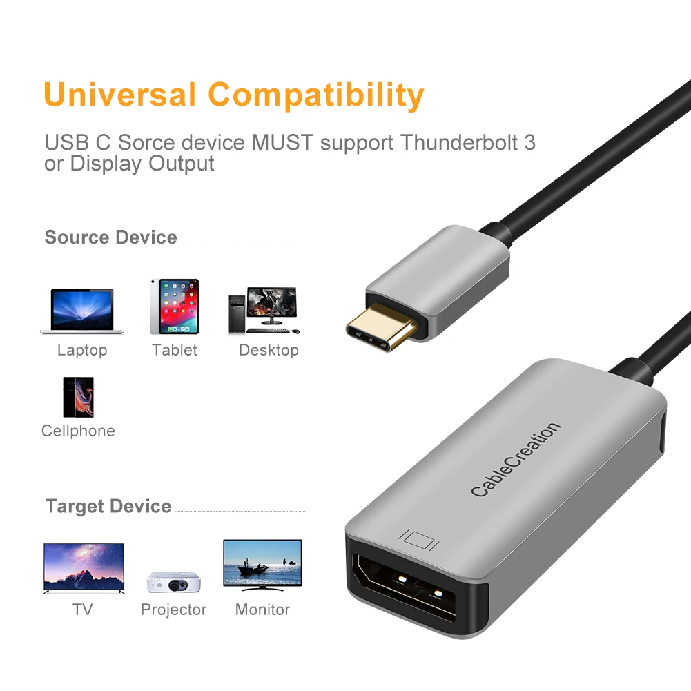 CableCreation адаптер USB C к DisplayPort HD 8K @ 60 Гц Type DP Кабель-адаптер для Oculus Rift MacBook Pro HUAWEI iPad |
