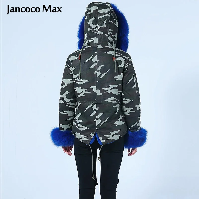 Jancoco Max Женская парка с воротником из натурального Лисьего меха на манжетах