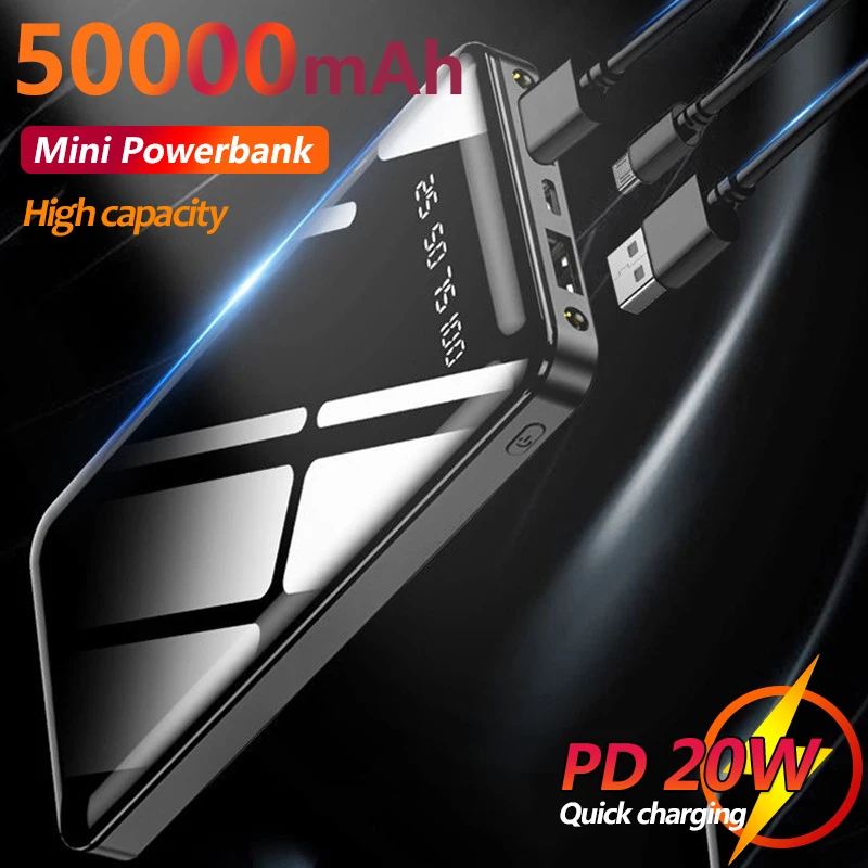 

50000mAh Jane Sleeve Compact Power Bank One-way Fast Charger Portable External Battery Charger for Xiaomi Mi Samsung IPhone