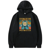 new dungeon meowster funny nerdy gamer cat d20 dice rpg clown hoodie men women printed terror loose hoodies casual sweatshirt