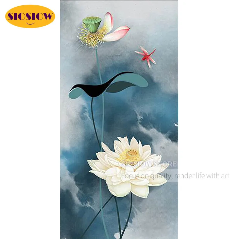 

Алмазная 5D мозаика «сделай сам», картина с цветами, лотосом, стрекозой, полная выкладка, квадратная мозаика, наборы для вышивки крестиком, до...