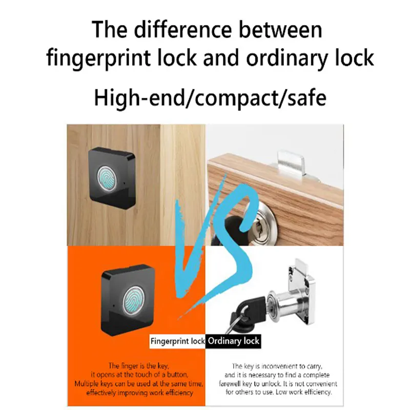 smart fingerprint lock anti theft electronic file storage cabinet keyless for furniture drawer box home office free global shipping