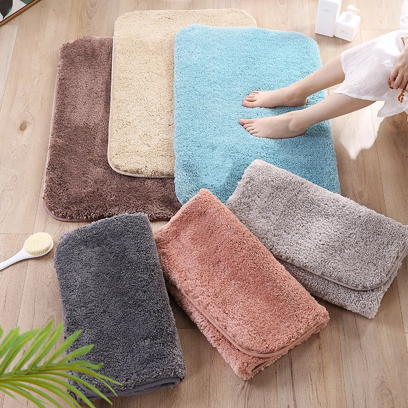 

Fake Fur Carpet For Bathroom Anti-slip Floor Mat For Kitchen-Bedroom-Living Room-Entrance Solid Rug Machine Washing