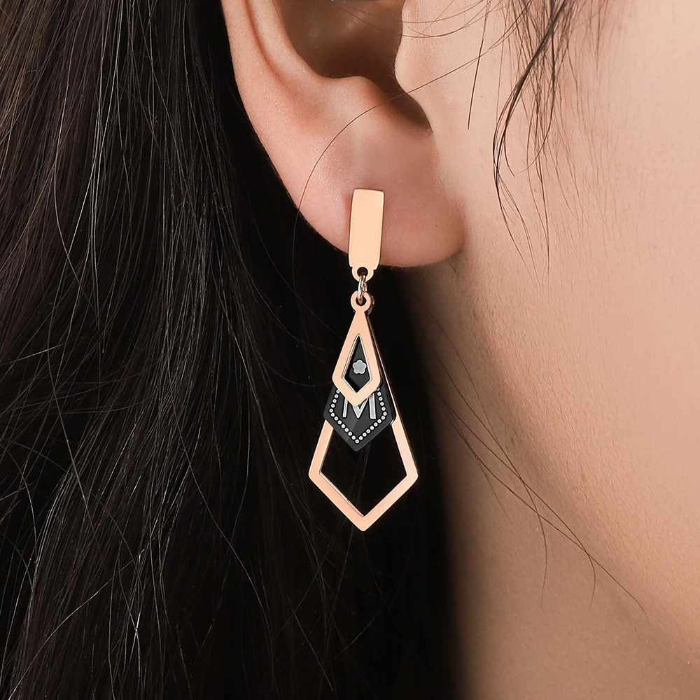 

WYBU Earrings Stainless Geometric Earrings Steel Triangle Shape Design Earrings Quality Earrings for Women Jewelry Long Earring