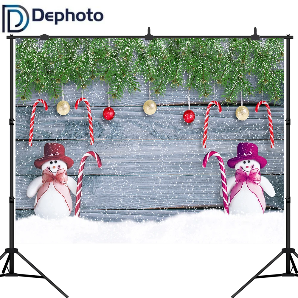 Фон для фотосъемки с изображением рождественского снеговика снежинок