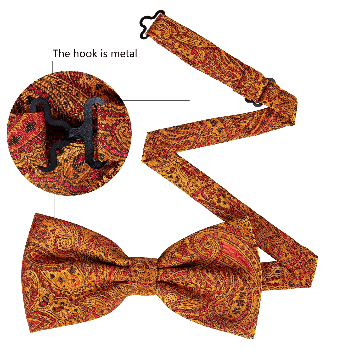 Оранжевый Шелковый галстук-бабочка с пейсли для мужчин свадебные аксессуары