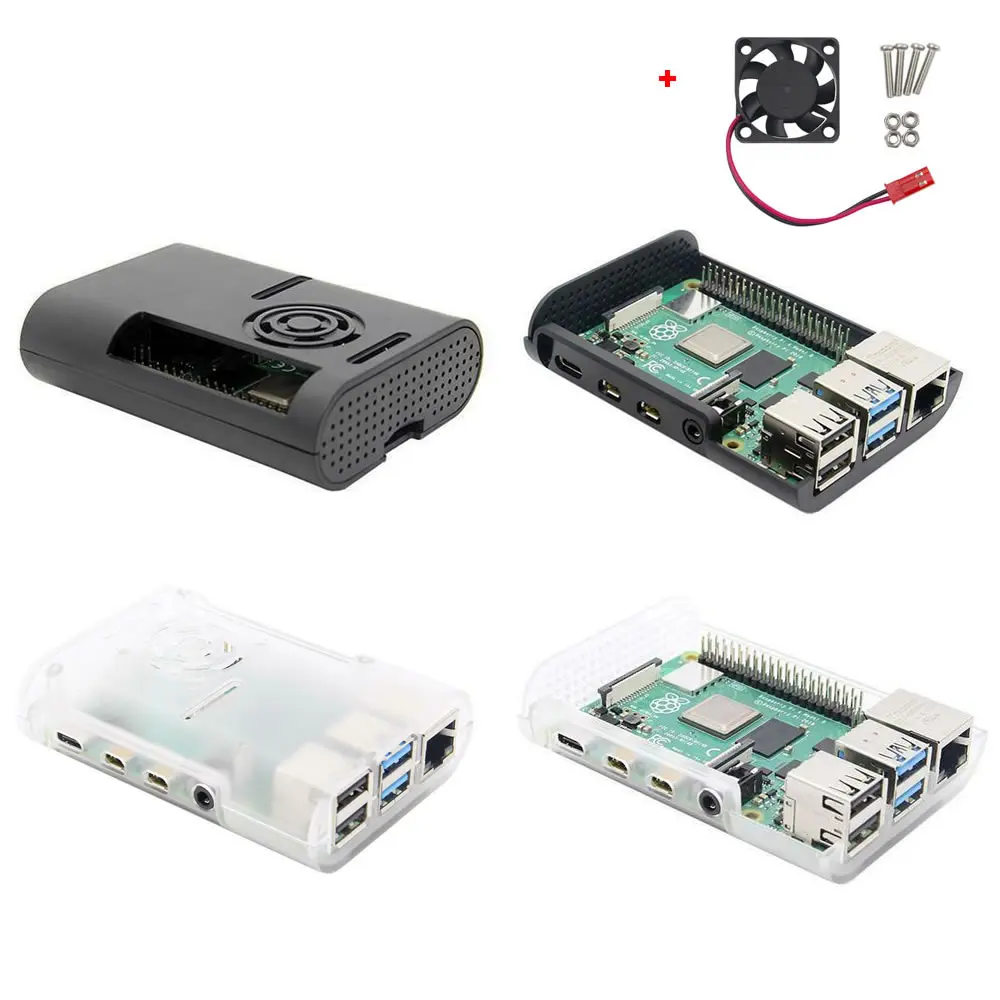 Raspberry Pi 4 Model B Black/Transparent ABS Case Enclosure Box with Cooling Fan | Компьютеры и офис