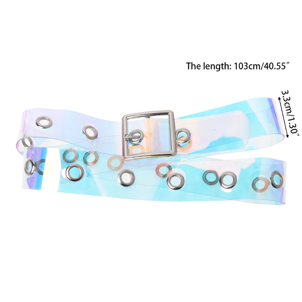 

Casual Dress Jeans Decoration Pin Waistbands New Women's Cute Transparent Belt Round Heart Laser Metal Buckle Waist Belt