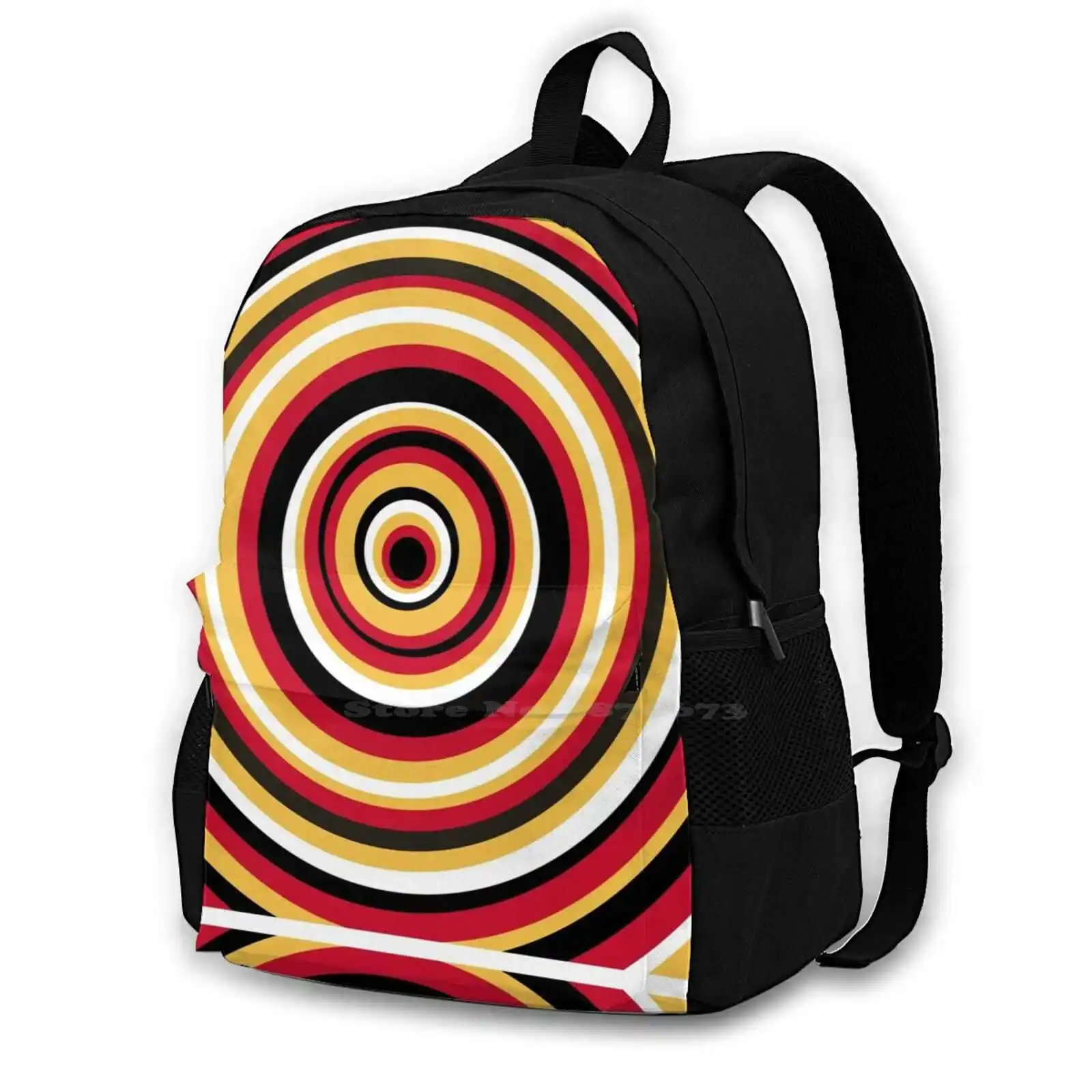 

Team Series - Flames - Circles! Teen College Student Backpack Laptop Travel Bags Flames Calgary Hockey Abstract Pattern Circles