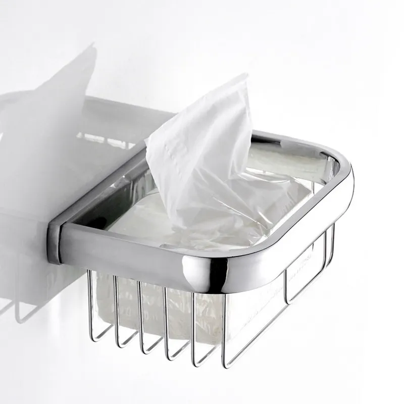 

Polished Chrome Wall Mounted Bathroom Toilet Paper Holder Roll Tissue Basket Bathroom Accessories