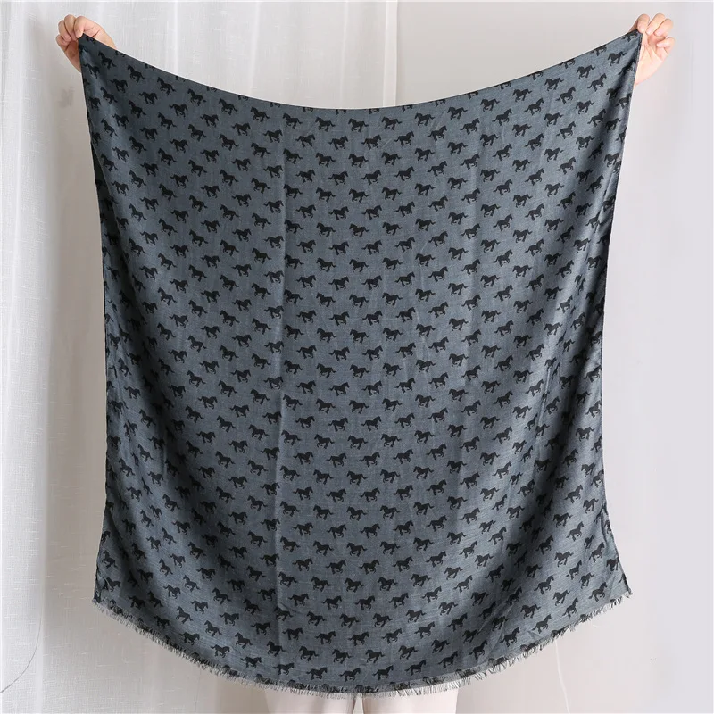 Весна 2020 Новый женский большой хиджаб шарф лошадь мультфильм длинный платок