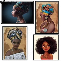 diamond painting black girl 5d diy woman with turban wall art stickers diamond embroidery room home decoration gifts