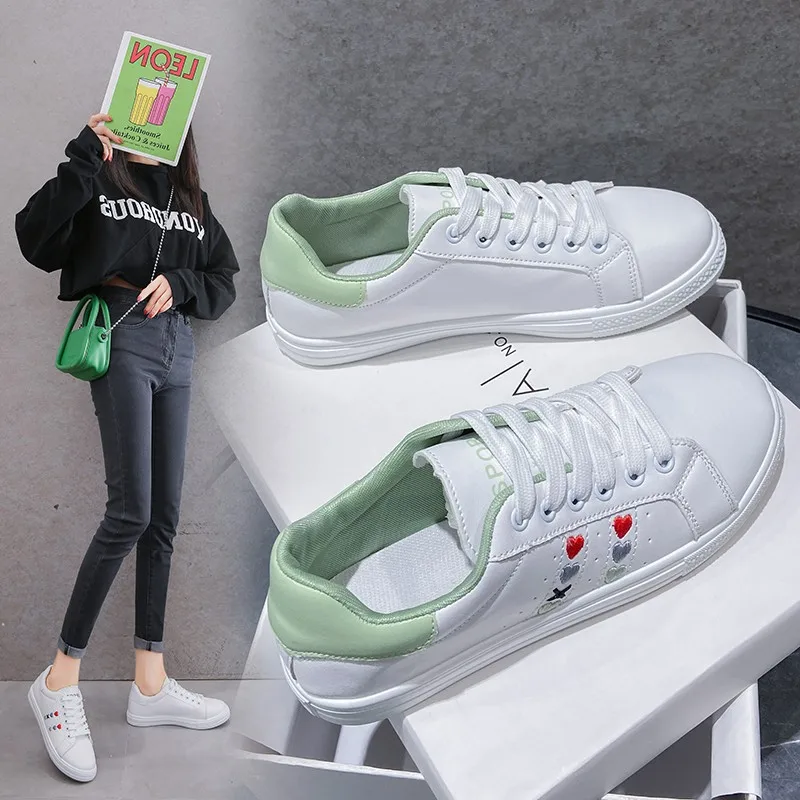 

Женские кроссовки на толстой подошве, Белые Повседневные кроссовки в Корейском стиле для бега, весна-осень 2021