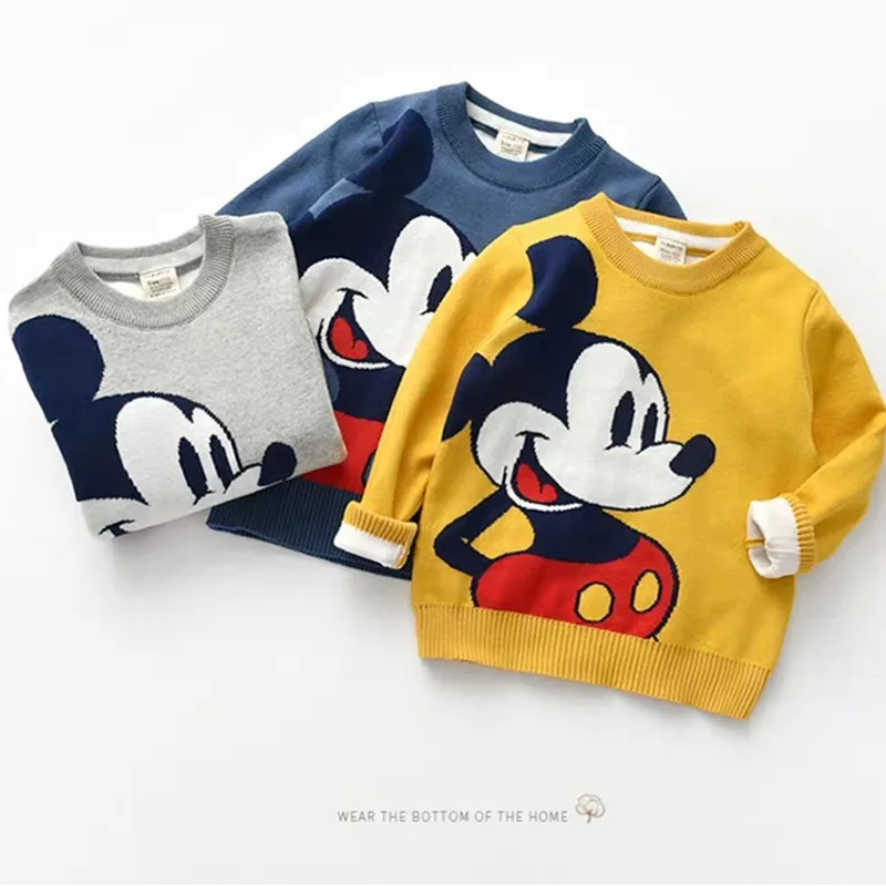 Свитер с Микки Маусом из мультфильма Дисней Двухслойный вязаный пуловер Детский