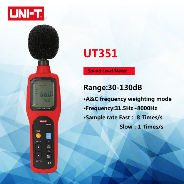 UNI-T UT351/UT352 цифровой измеритель уровня звука 30-130dB децибеллометр Шум тестер A &amp C