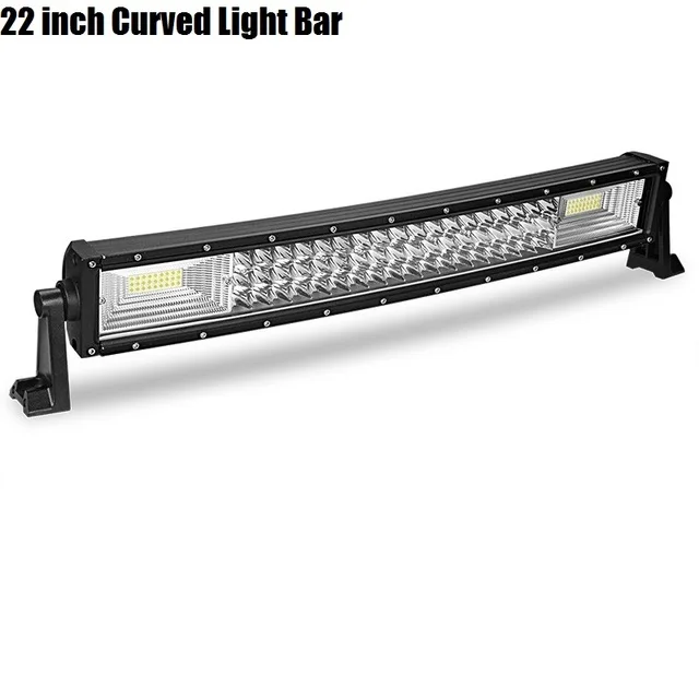 22 inch Light Bar DERI трехрядный изогнутый СВЕТОДИОДНЫЙ светильник для внедорожника Светодиодный точечный прожектор комбинированный луч светодиодный рабочий светильник 12 в 24 в автомобильный модифицированный Стайлинг - Цвет: 22 inch Light Bar