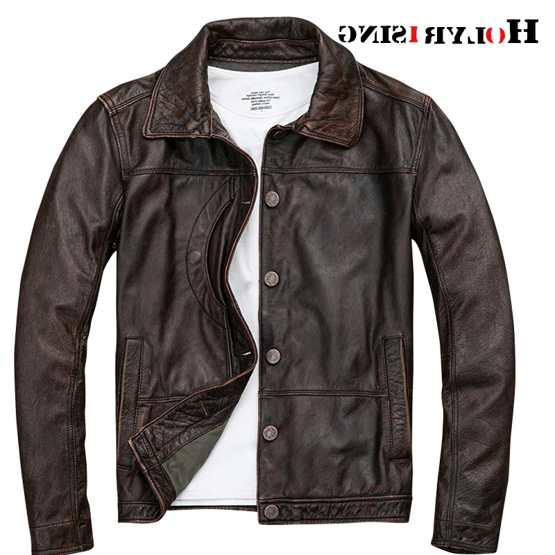 

Men Genuine Leather Jacket men Spring/autumn Fashion Cowhiede Motorcycle Bomber Jackets jaqueta de couro 19080-5