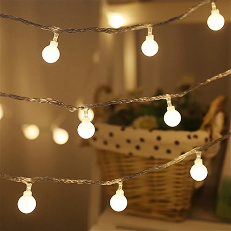 

5M 50LEDs Flash Christmas Garland LED Globe String Lights Outdoor Indoor Decors for Wedding Xmas New Year Party AA Battery Power