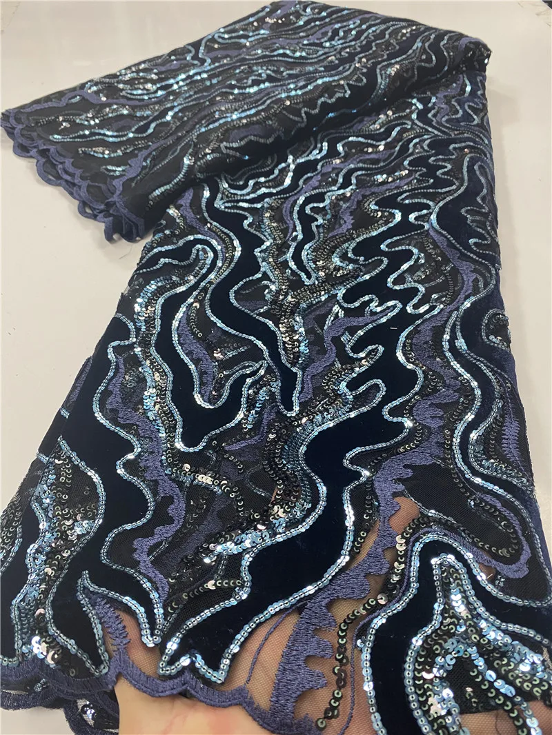 

Nigerian Sequins Lace Fabrics 2020 High Quality Lace African Fabric Lace With Sequins For Women Wedding Party Dress YA2997B-3
