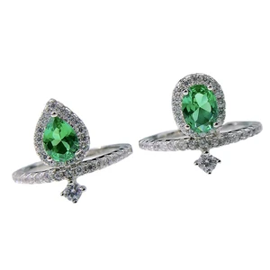 2021 New Emerald Single Diamond Simple And Versatile Temperament Proposal Ring Womens Sterling Silver Jewelry Trendy Gift Hot