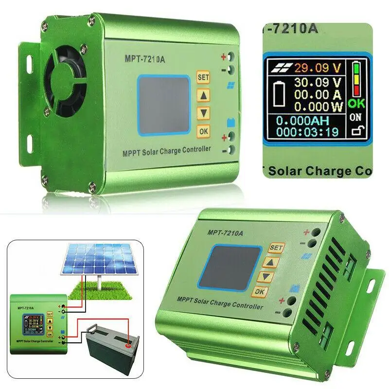 MPT 7210A LCD MPPT Контроллер заряда солнечной панели алюминиевый сплав для литиевой