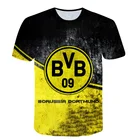 Мужские рубашки с 3d принтом bvb, уличная одежда Дортмунд клуб увидит модную молодежную одежду большого размера, повседневная спортивная рубашка