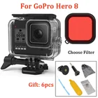 Водонепроницаемый чехол для подводной съемки GoPro Hero 8, защитный чехол для объектива камеры, 60 м, аксессуары для плавания и дайвинга, 60 м