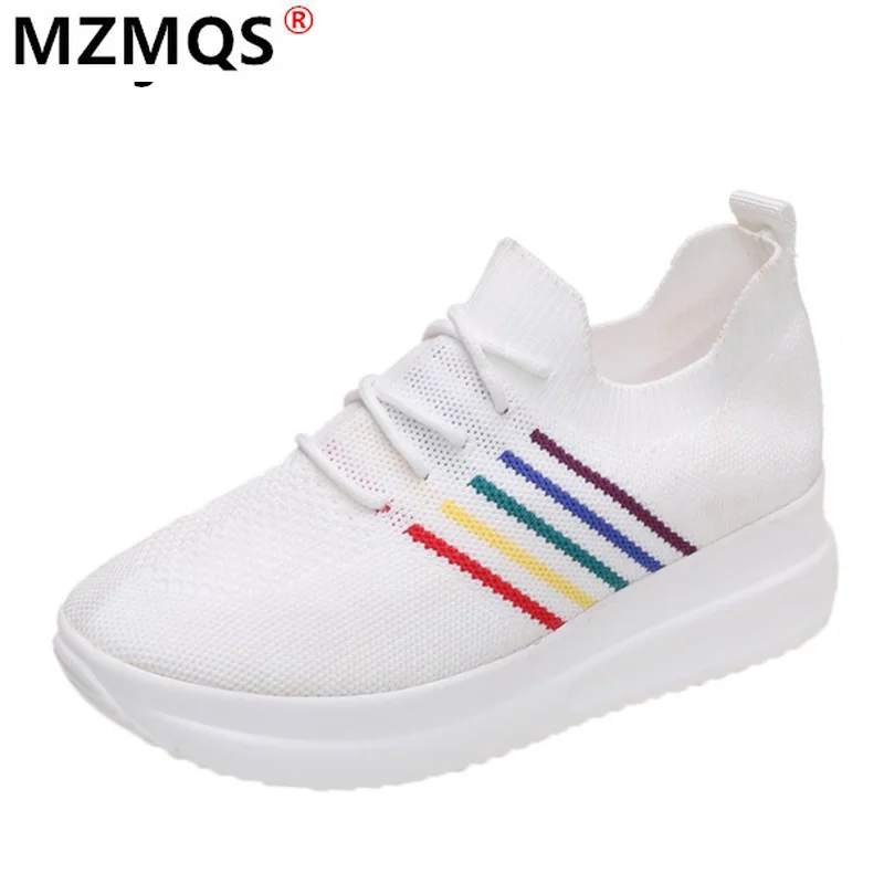 

Fashion Women Vulcanize Sneakers Lace-Up Wedge Casual Ladies Printed Sneakers Platform Ladies Outdoor Walking Shoes Comfy Shoes